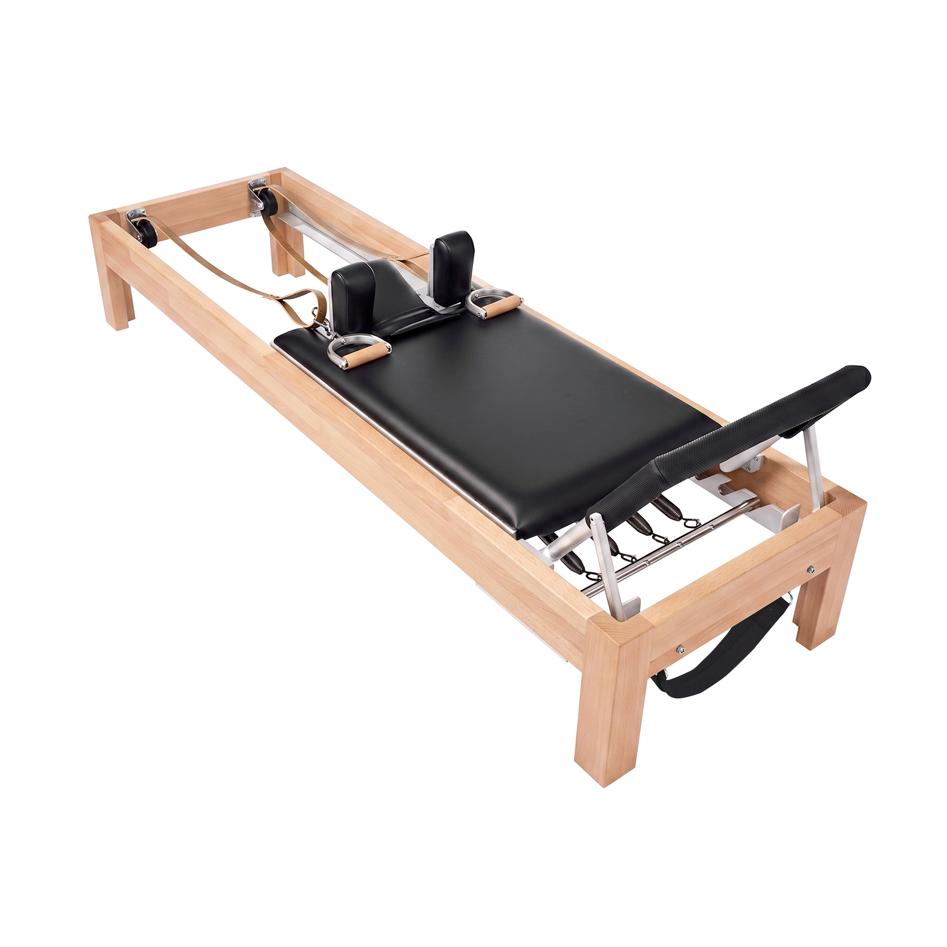 Pilates Reformer in solid beech wood - pilates studio and home studio equipment by Consta Pilates Equipment.