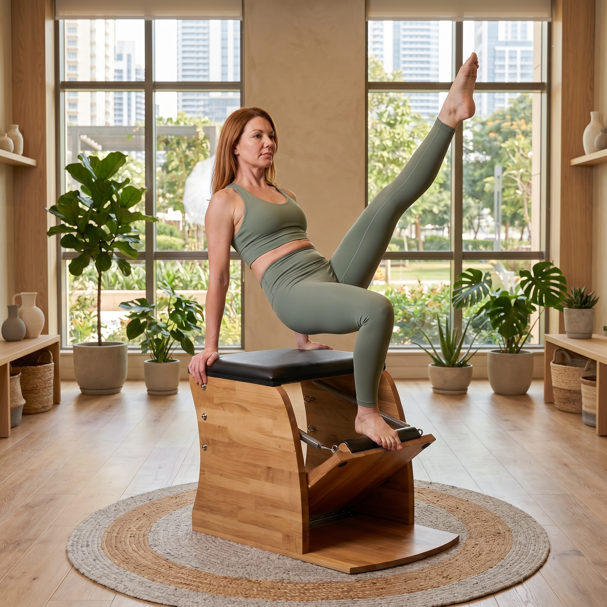 Pilates Wunda Chair in solid oak wood - pilates studio and home studio equipment by Consta Pilates Equipment.
