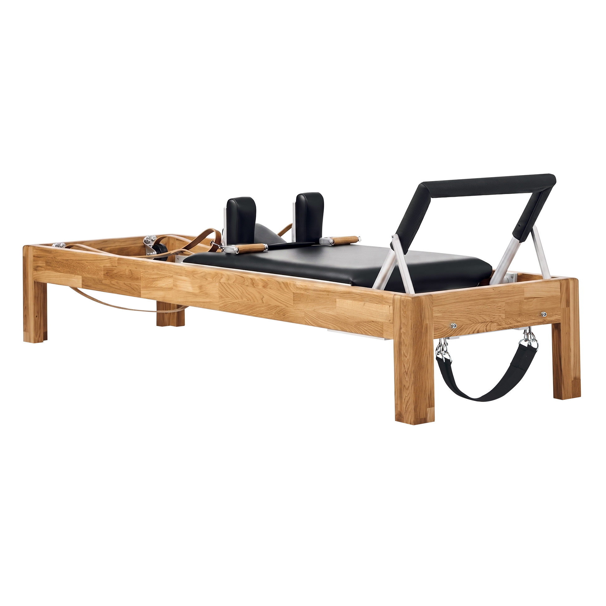 Pilates Reformer in solid oak wood - pilates studio and home studio equipment by Consta Pilates Equipment.