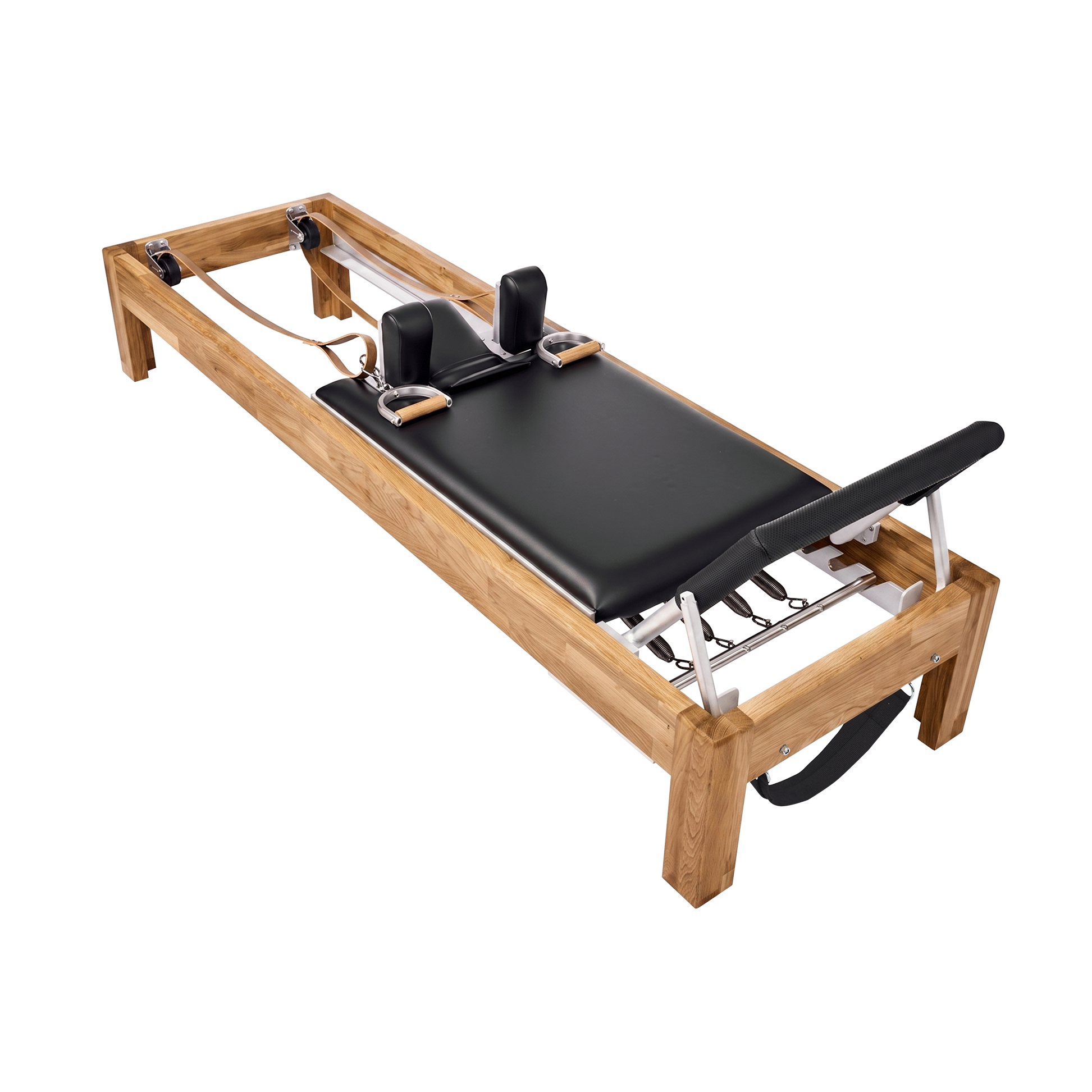 Pilates Reformer in solid oak wood - pilates studio and home studio equipment by Consta Pilates Equipment.