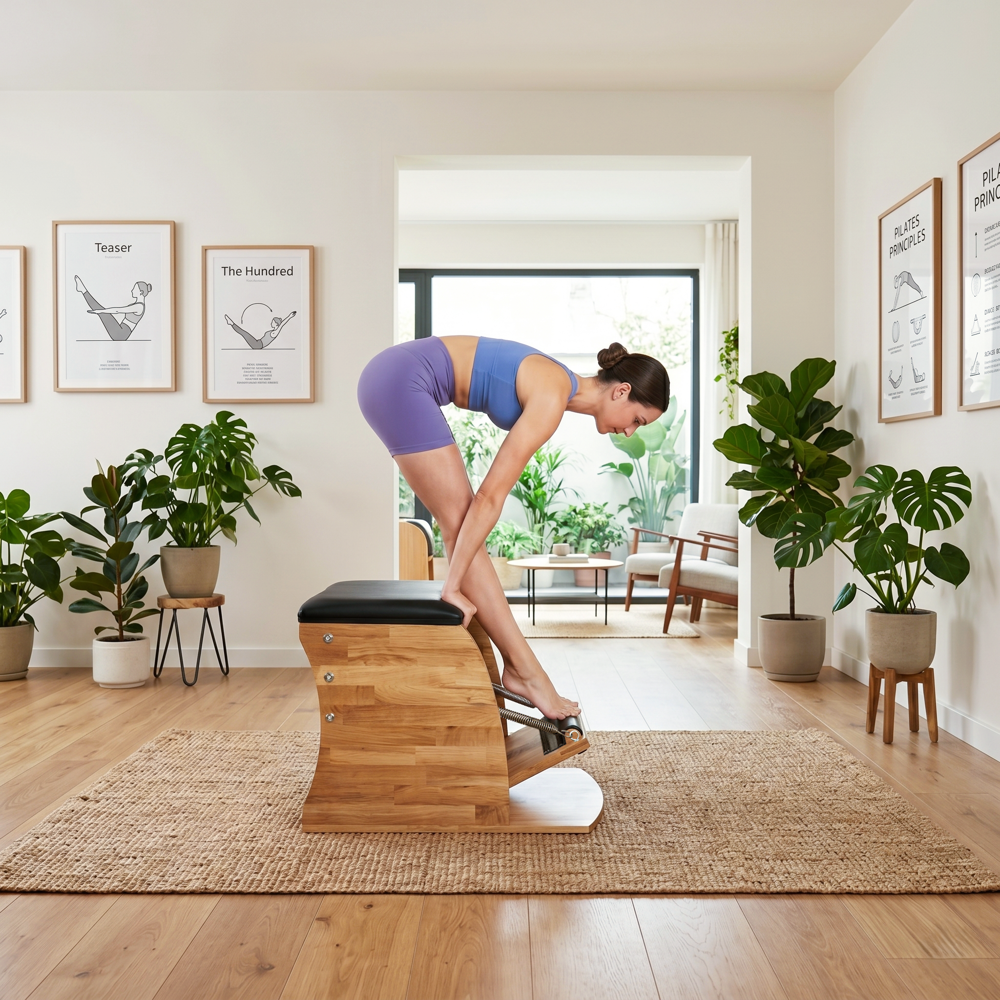 Pilates Wunda Chair in solid oak wood - pilates studio and home studio equipment by Consta Pilates Equipment.